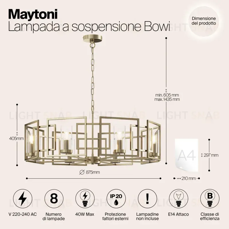 Подвесная люстра Maytoni H009PL-08G H009PL-08G