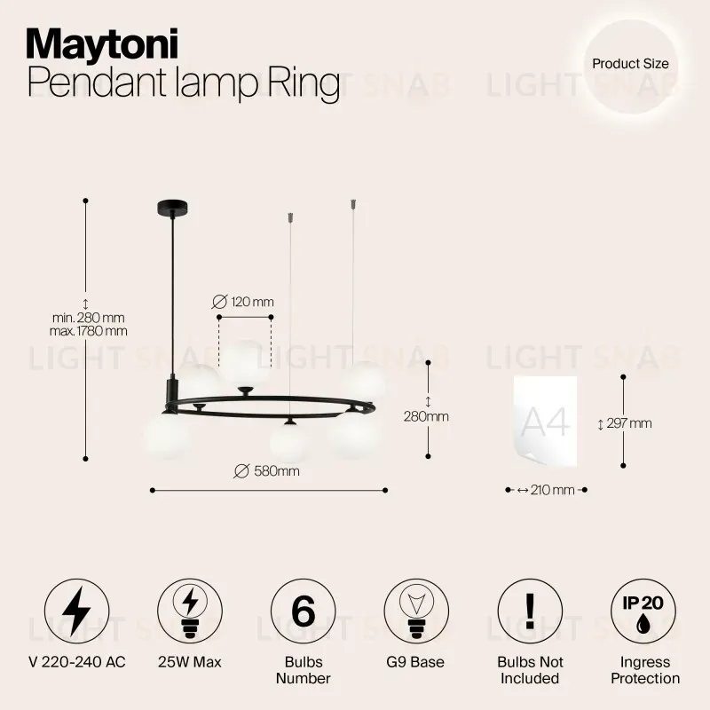 Подвесная люстра Maytoni MOD013PL-06B MOD013PL-06B