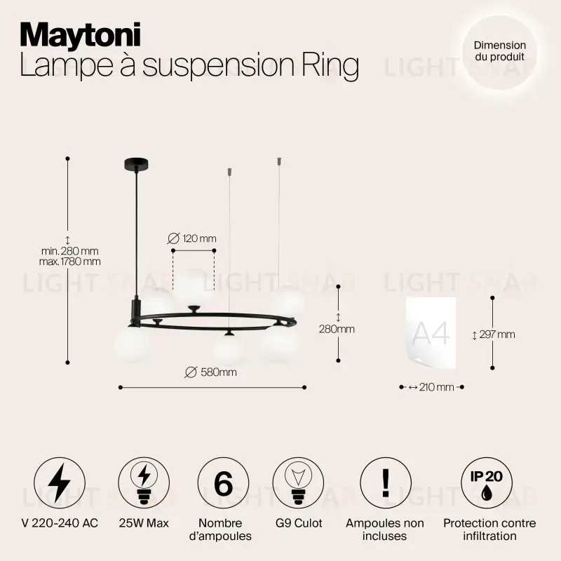 Подвесная люстра Maytoni MOD013PL-06B MOD013PL-06B