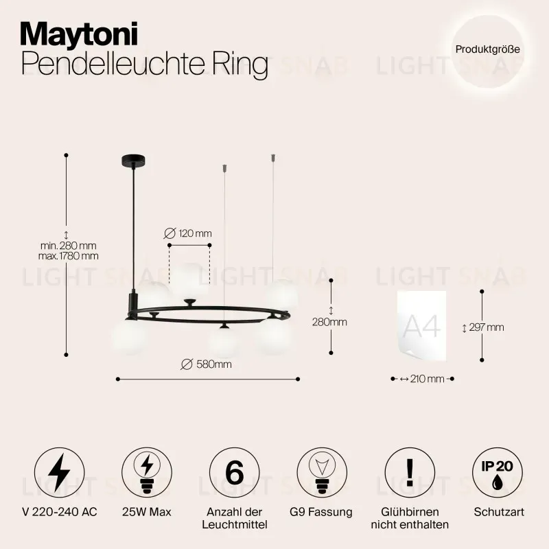 Подвесная люстра Maytoni MOD013PL-06B MOD013PL-06B