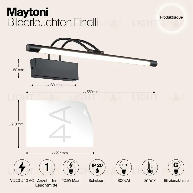Светильник для картин Maytoni MIR004WL-L12B MIR004WL-L12B