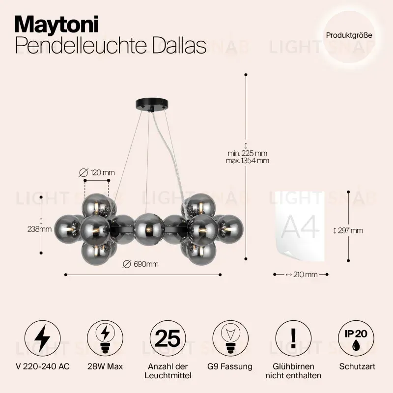 Подвесная люстра Maytoni MOD545PL-25B MOD545PL-25B