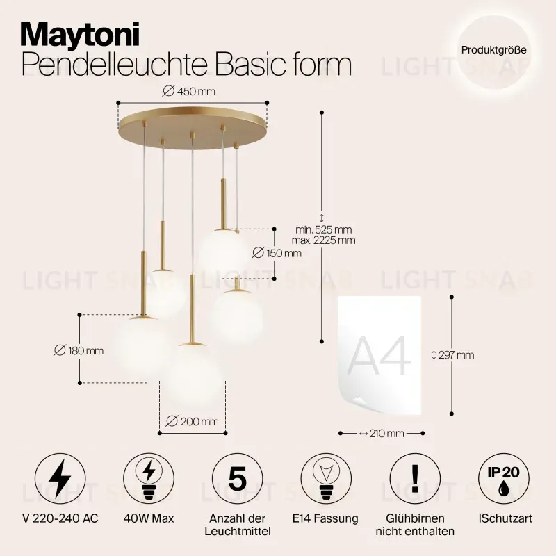 Люстра на штанге Maytoni MOD321PL-05G1 MOD321PL-05G1