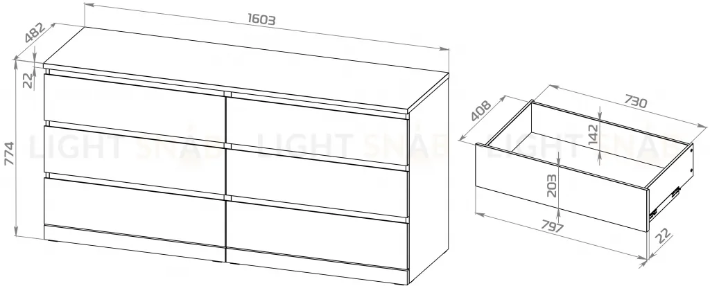 S01743 Варма Прайм 6Д комод 160x77x48, белый S01743