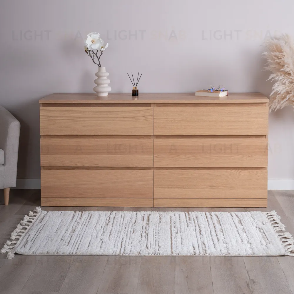 S01750 Варма Прайм 6Д комод 160x77x48 шпон дуб беленый S01750