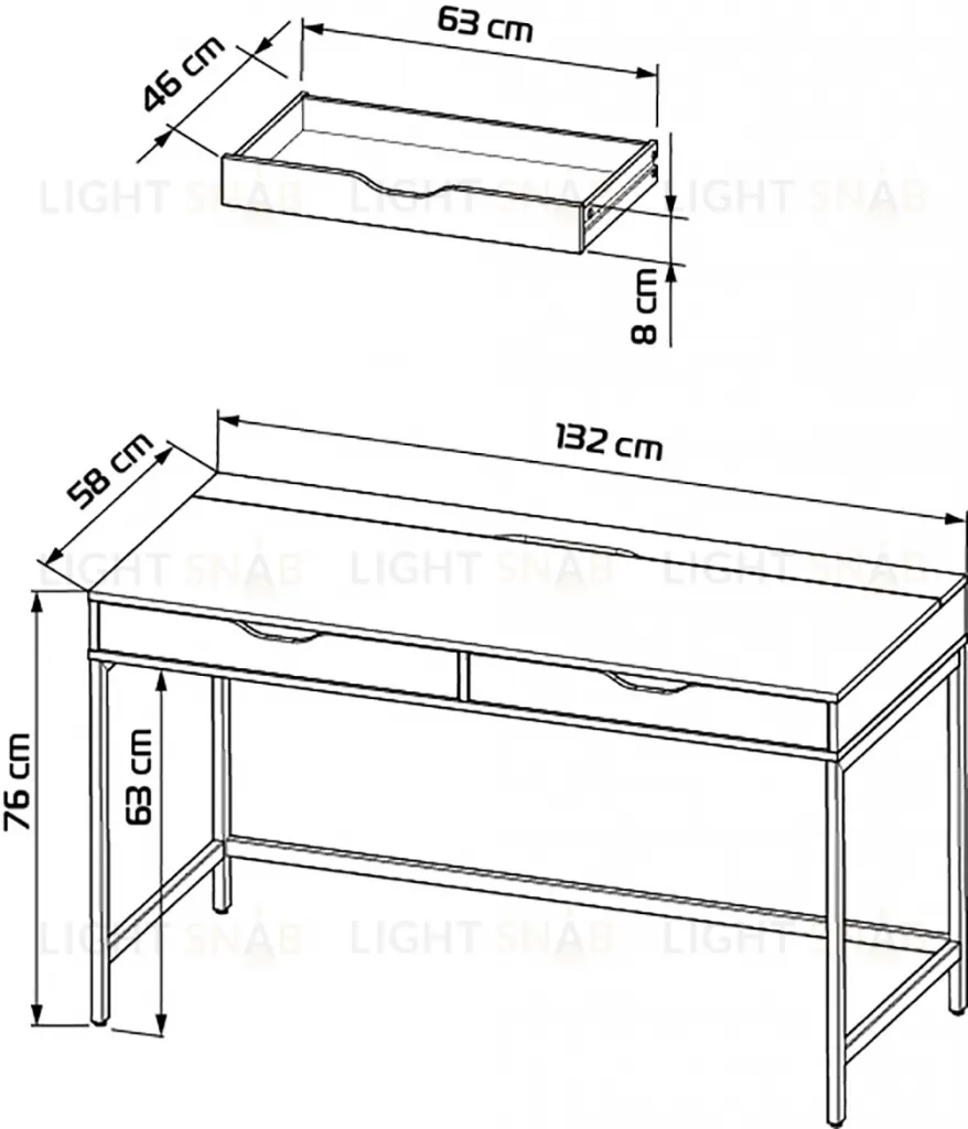 S01910 Ингар Д 132 стол письменный 132x58x76, серо-бирюзовый/черный S01910