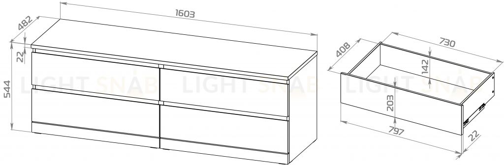 S01736 Варма Прайм 4Д комод 160x55x48 шпон ясень, коричневый S01736