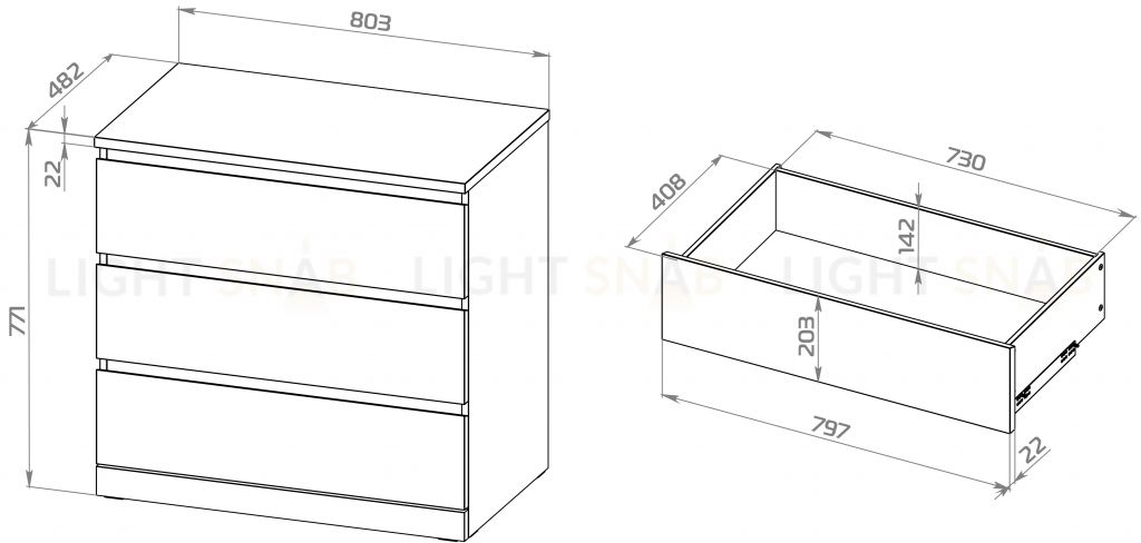 S01675 Варма Прайм 3 комод 80x77x48 шпон ясень, коричневый S01675