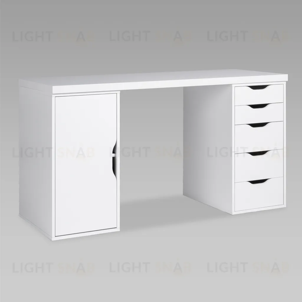 S01590 ИНГАР 2/5/ДВ стол письменный 140x75x55, белый S01590