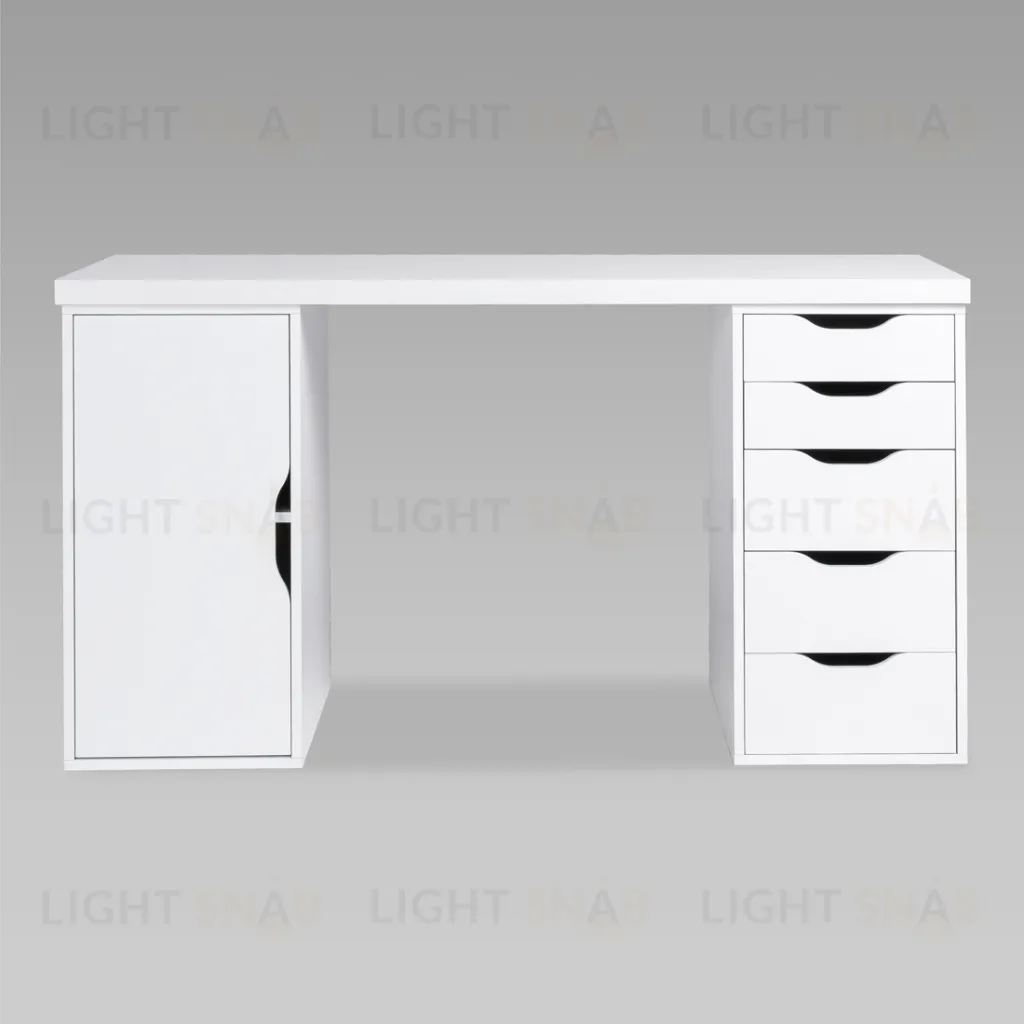 S01590 ИНГАР 2/5/ДВ стол письменный 140x75x55, белый S01590