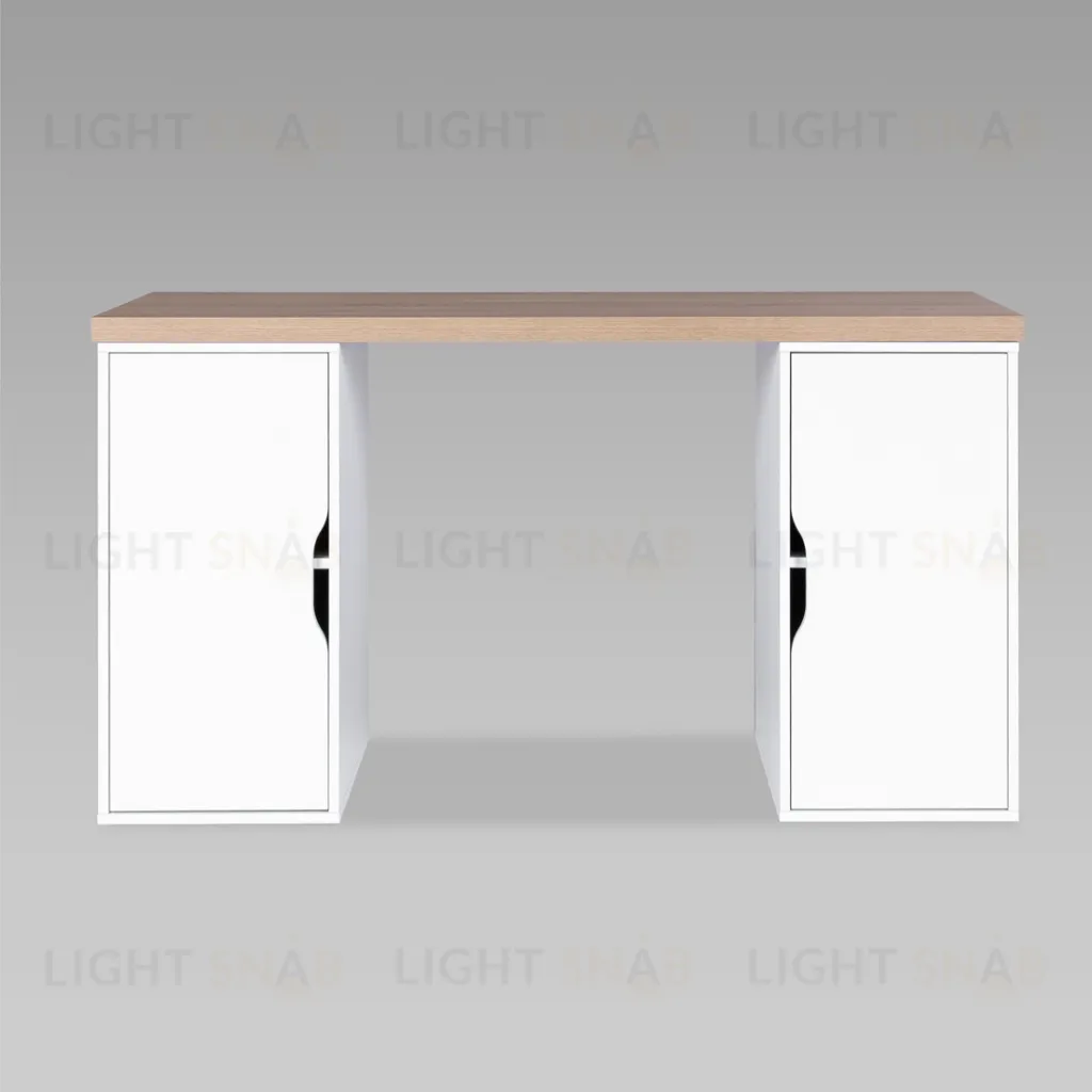 S01576 ИНГАР 2/ДВ/ДВ стол письменный 140x75x55, дуб беленый/белый S01576