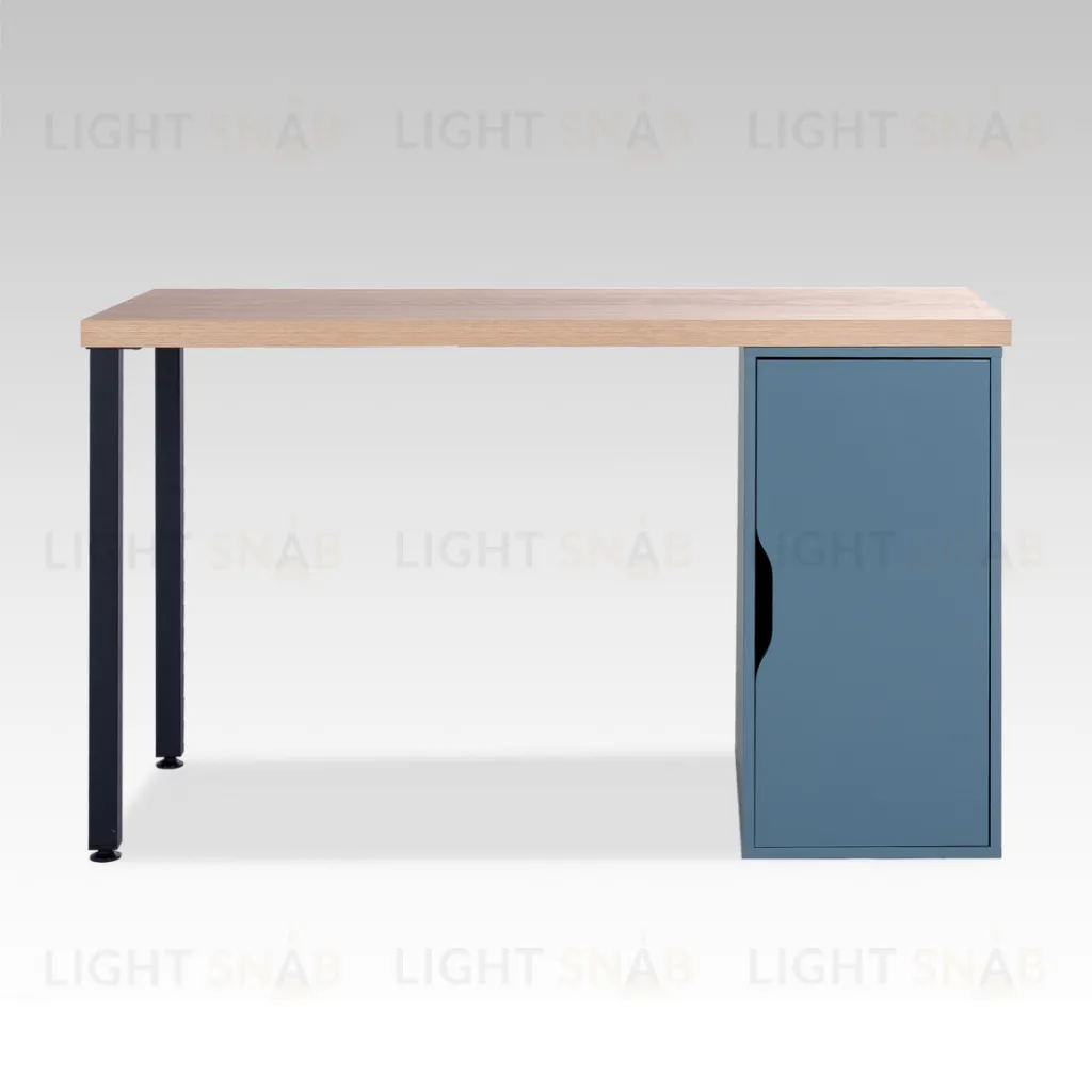 S01552 ИНГАР 2/ДВ/T стол письменный 140x75x55, дуб беленый/серо-бирюзовый/черный S01552