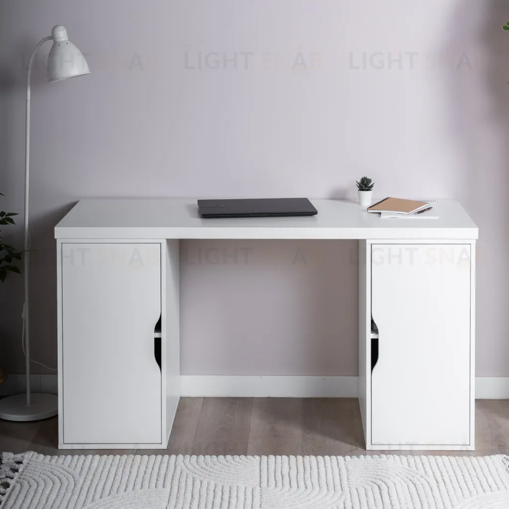 S01569 ИНГАР 2/ДВ/ДВ стол письменный 140x75x55, белый S01569