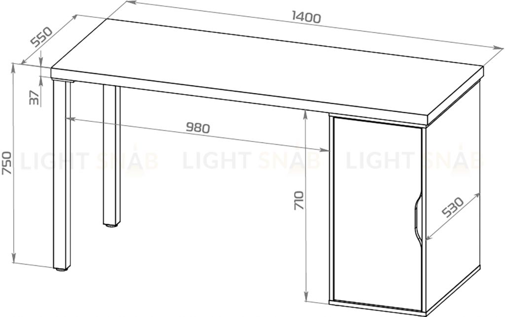 S01545 ИНГАР 2/ДВ/T стол письменный 140x75x55, дуб беленый/белый S01545