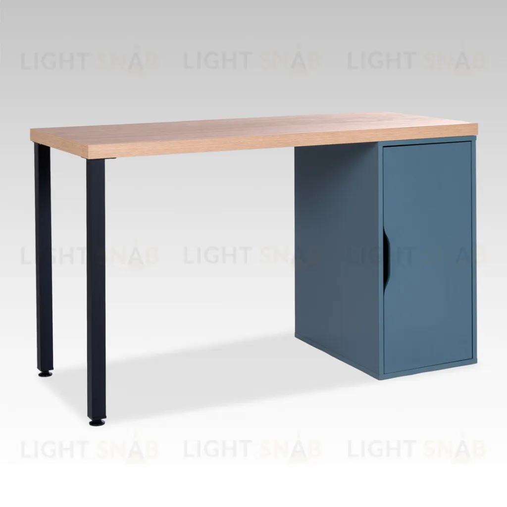 S01552 ИНГАР 2/ДВ/T стол письменный 140x75x55, дуб беленый/серо-бирюзовый/черный S01552