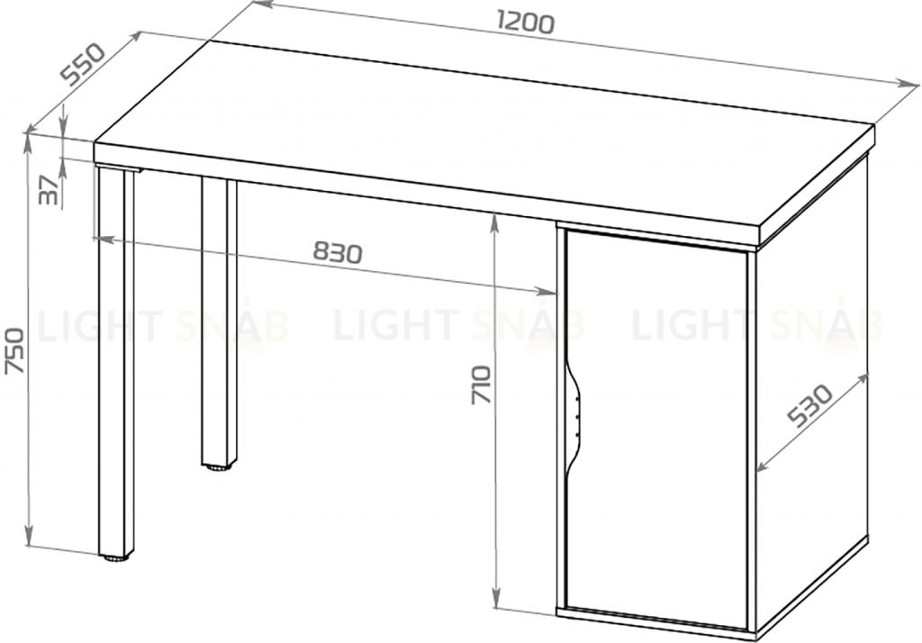 S01507 ИНГАР 1/ДВ/T стол письменный 120x75x55, белый S01507