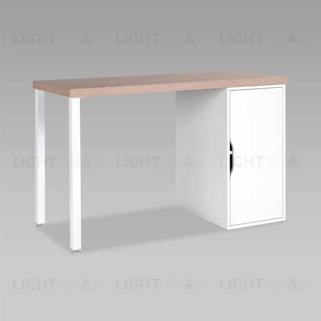 S01514 ИНГАР 1/ДВ/T стол письменный 120x75x55, дуб беленый/белый S01514