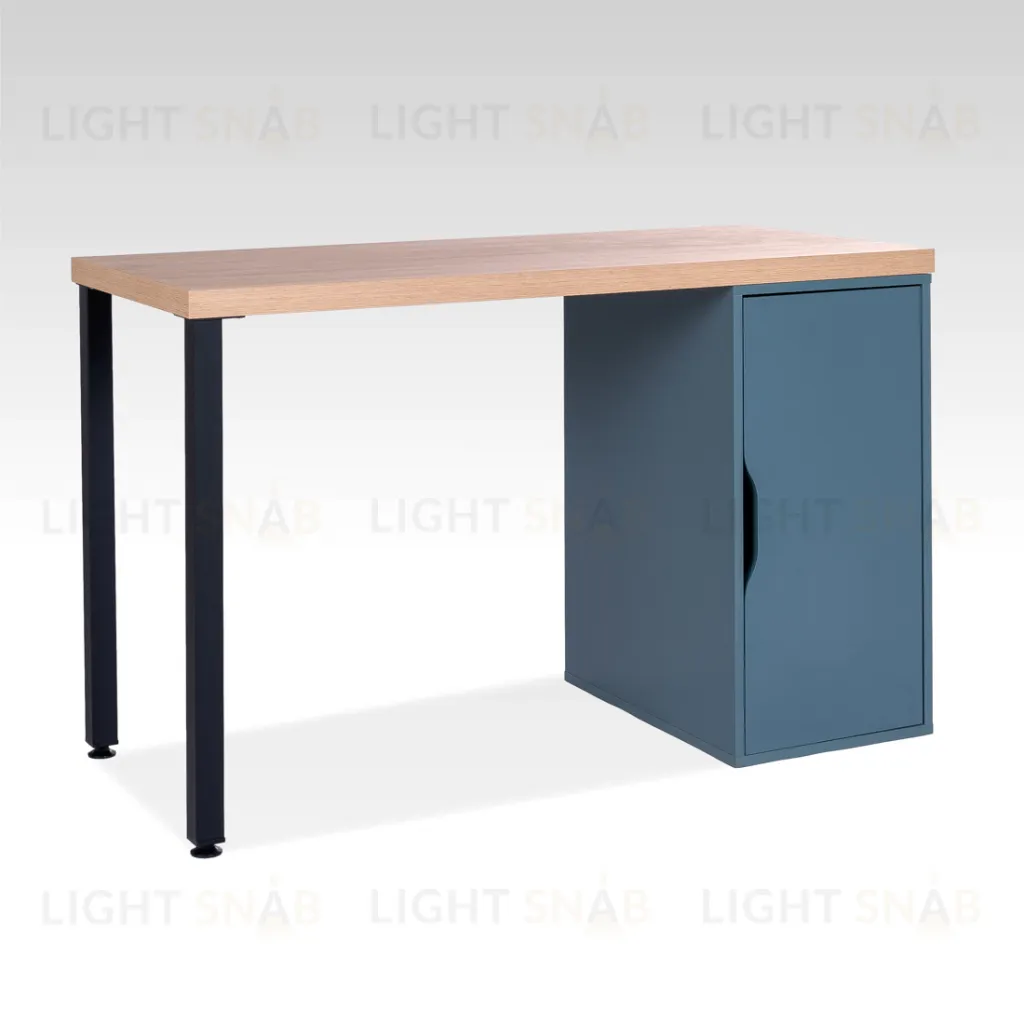 S01521 ИНГАР 1/ДВ/T стол письменный 120x75x55, дуб беленый/серо-бирюзовый/черный S01521