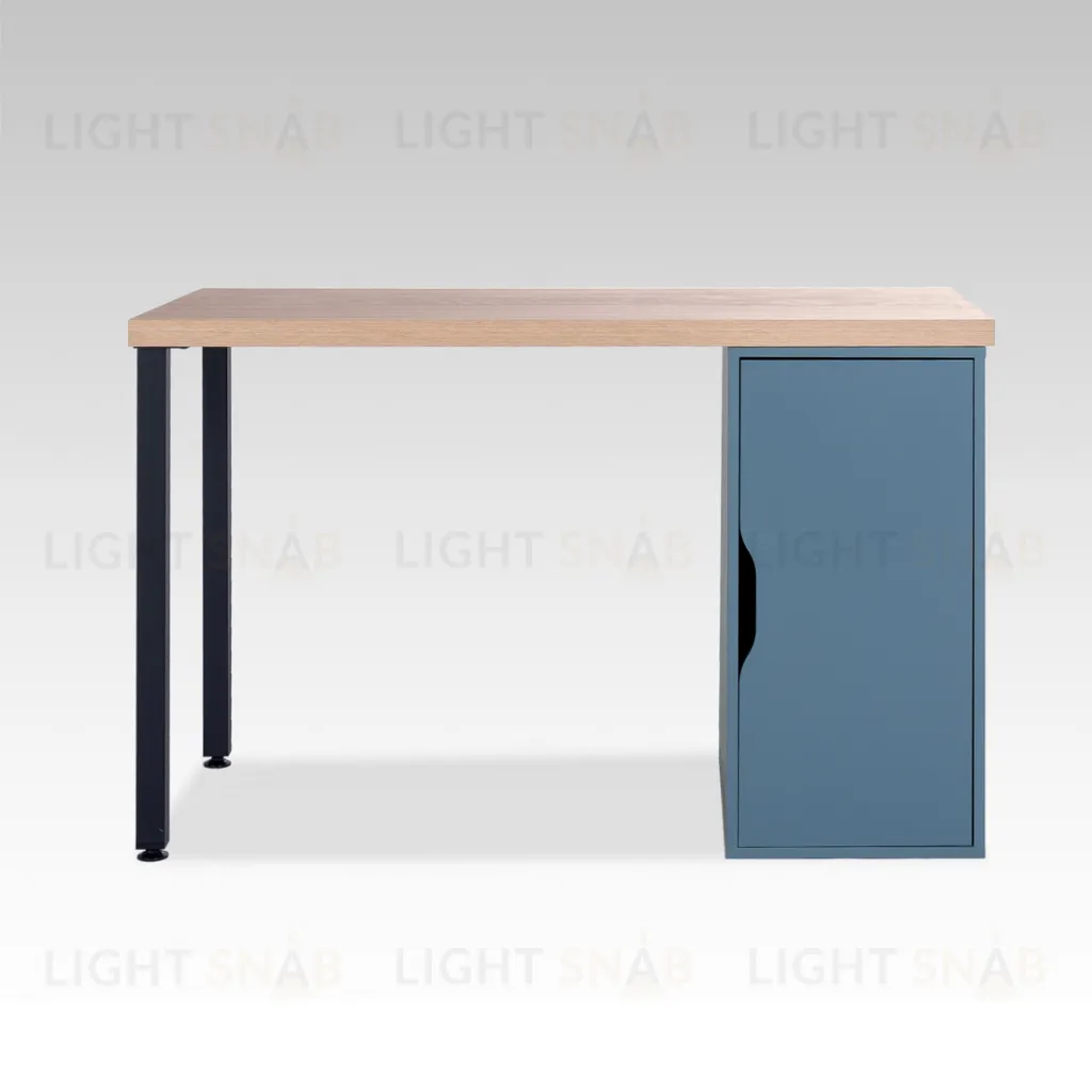S01521 ИНГАР 1/ДВ/T стол письменный 120x75x55, дуб беленый/серо-бирюзовый/черный S01521