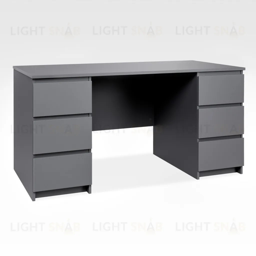 2.03.06.040.4 КАСТОР стол письменный 6 ящиков 151х65 RU серый 2.03.06.040.4