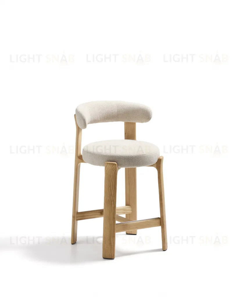Полубарный стул Granite из бежевого шенилла и ясеня с натуральной отделкой 65 см 301967