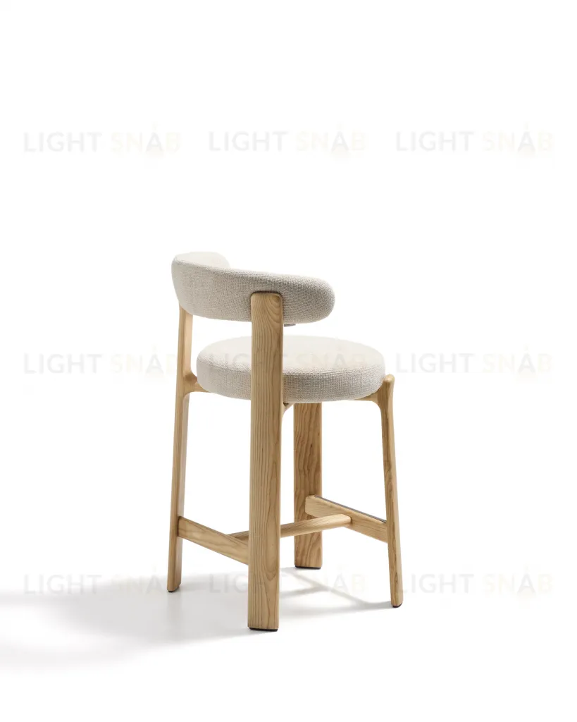Полубарный стул Granite из бежевого шенилла и ясеня с натуральной отделкой 65 см 301967