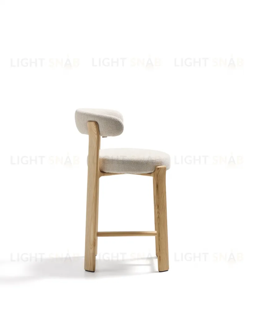 Полубарный стул Granite из бежевого шенилла и ясеня с натуральной отделкой 65 см 301967