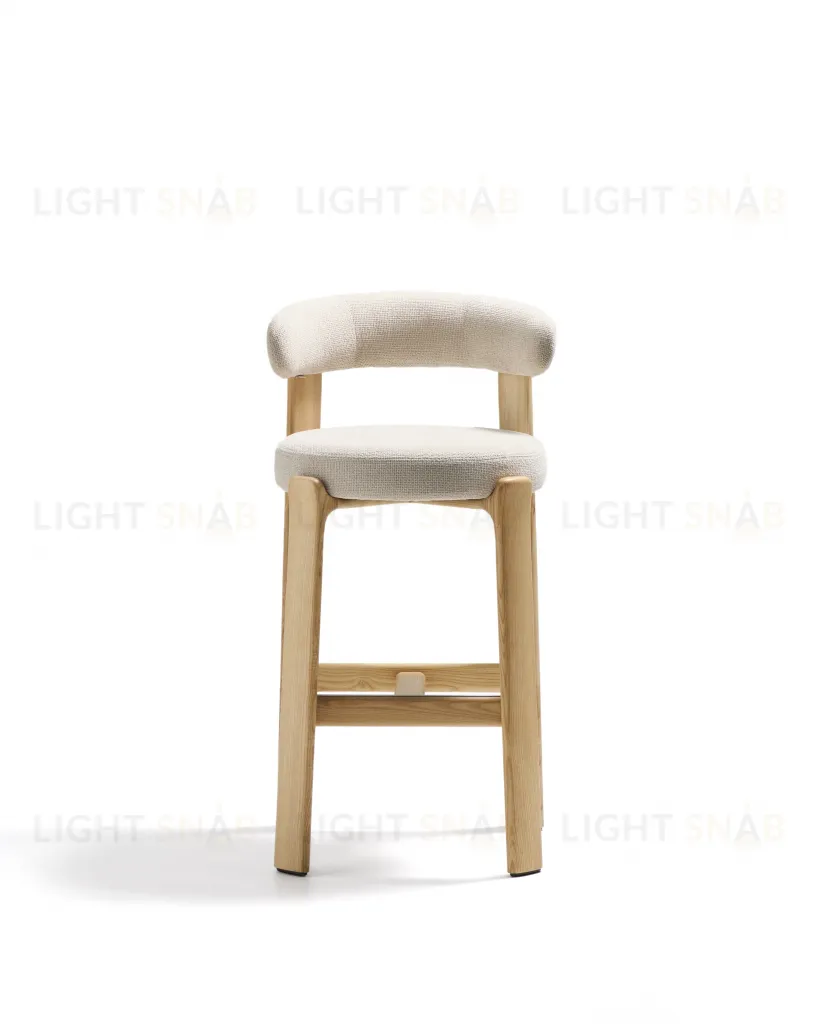 Барный стул Granite из бежевой синели и ясеня с натуральной отделкой 75 см 301971