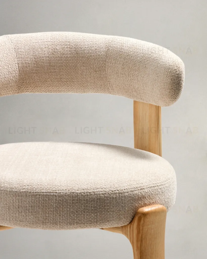 Барный стул Granite из бежевой синели и ясеня с натуральной отделкой 75 см 301971