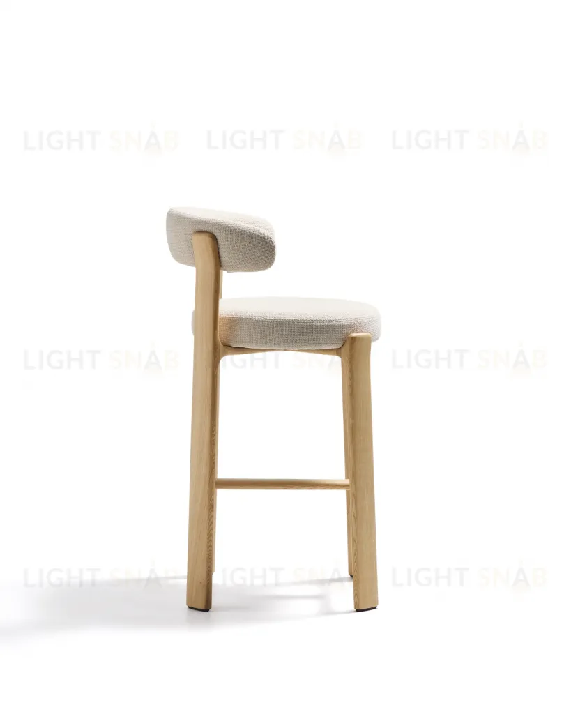 Барный стул Granite из бежевой синели и ясеня с натуральной отделкой 75 см 301971