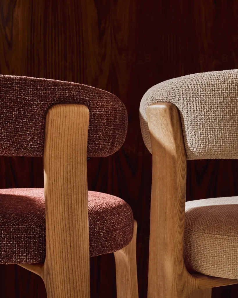 Барный стул Granite из бежевой синели и ясеня с натуральной отделкой 75 см 301971