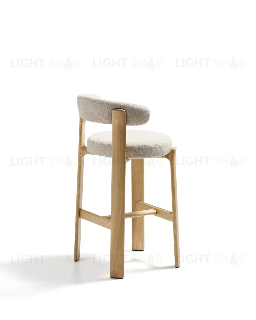 Барный стул Granite из бежевой синели и ясеня с натуральной отделкой 75 см 301971