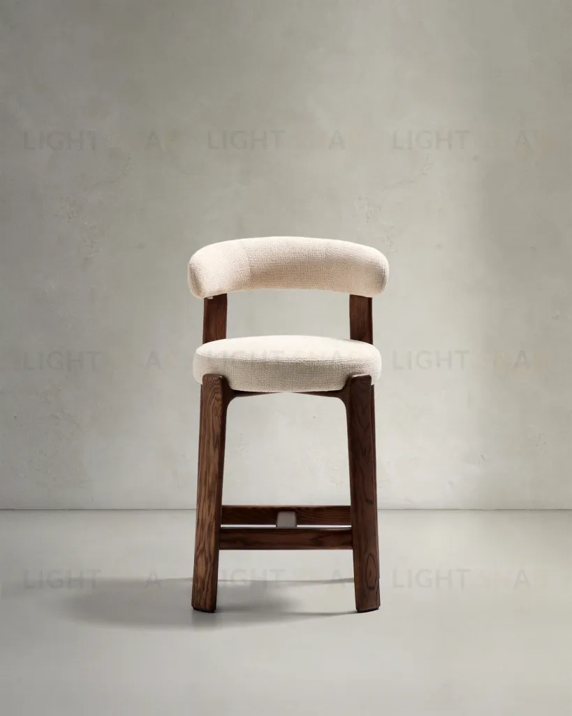 Полубарный стул Granite из бежевого шенилла и ясеня с отделкой орех 65 см 301957