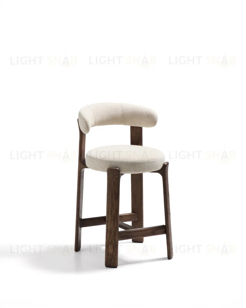 Полубарный стул Granite из бежевого шенилла и ясеня с отделкой орех 65 см 301957