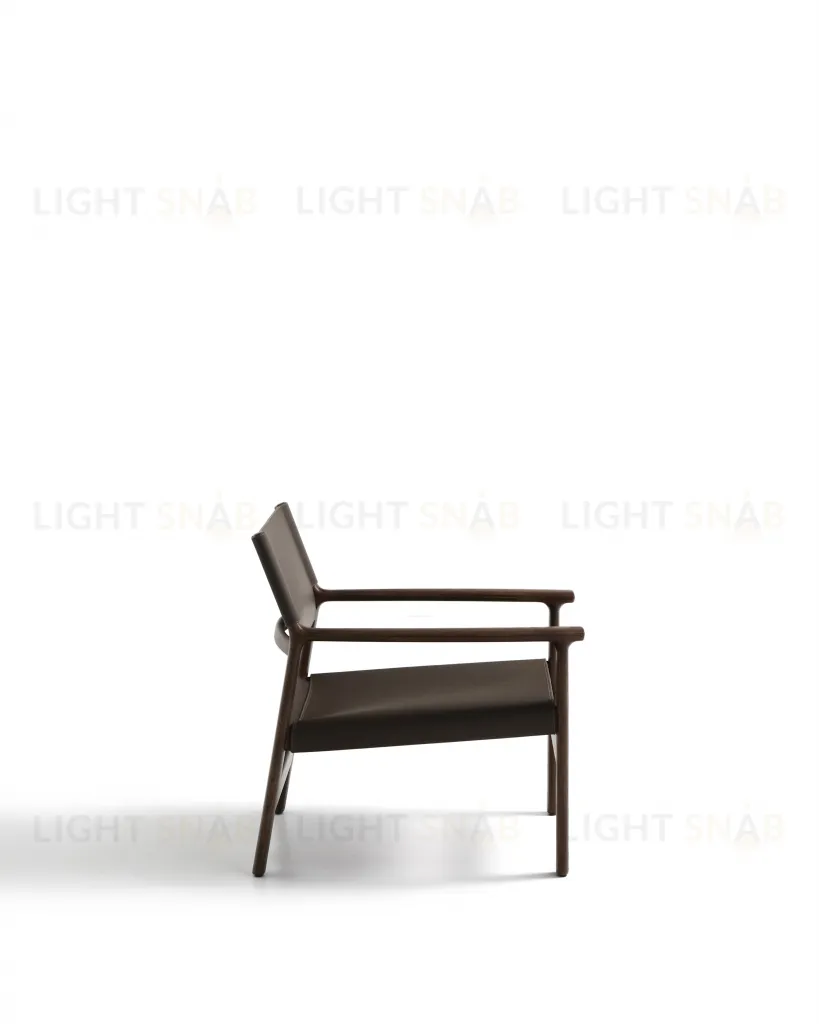 Кресло Jan из переработанной кожи темно-коричневого цвета и ясеня в ореховом цвете 301332