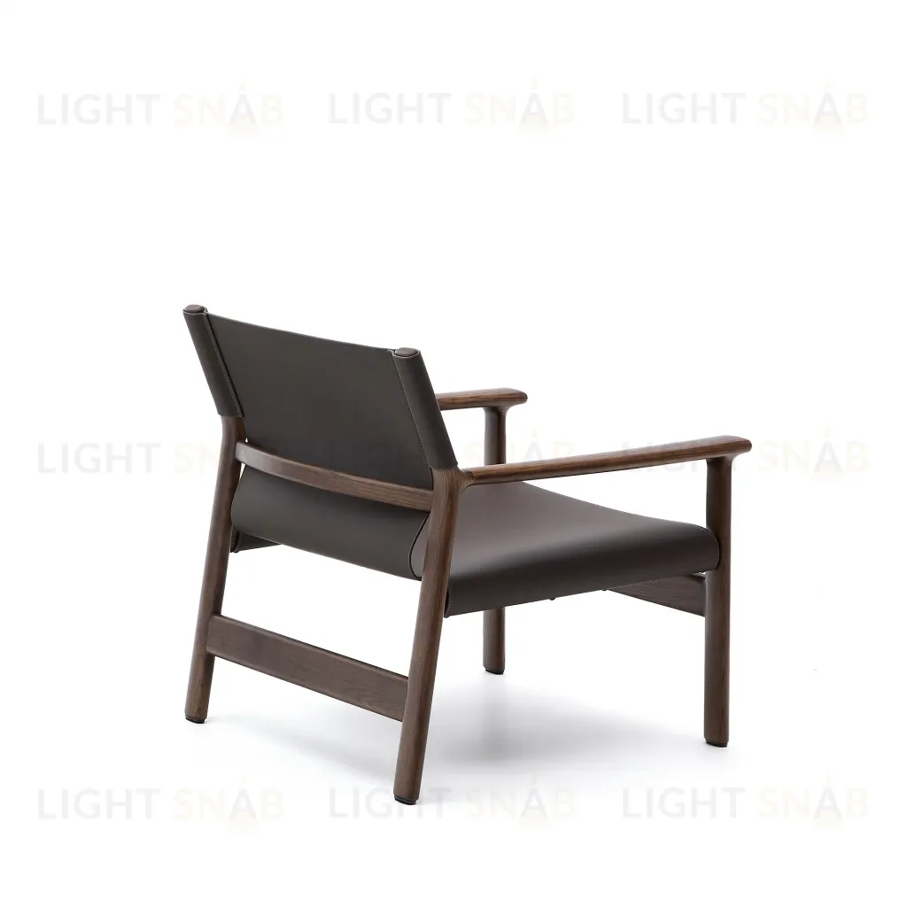 Кресло Jan из переработанной кожи темно-коричневого цвета и ясеня в ореховом цвете 301332