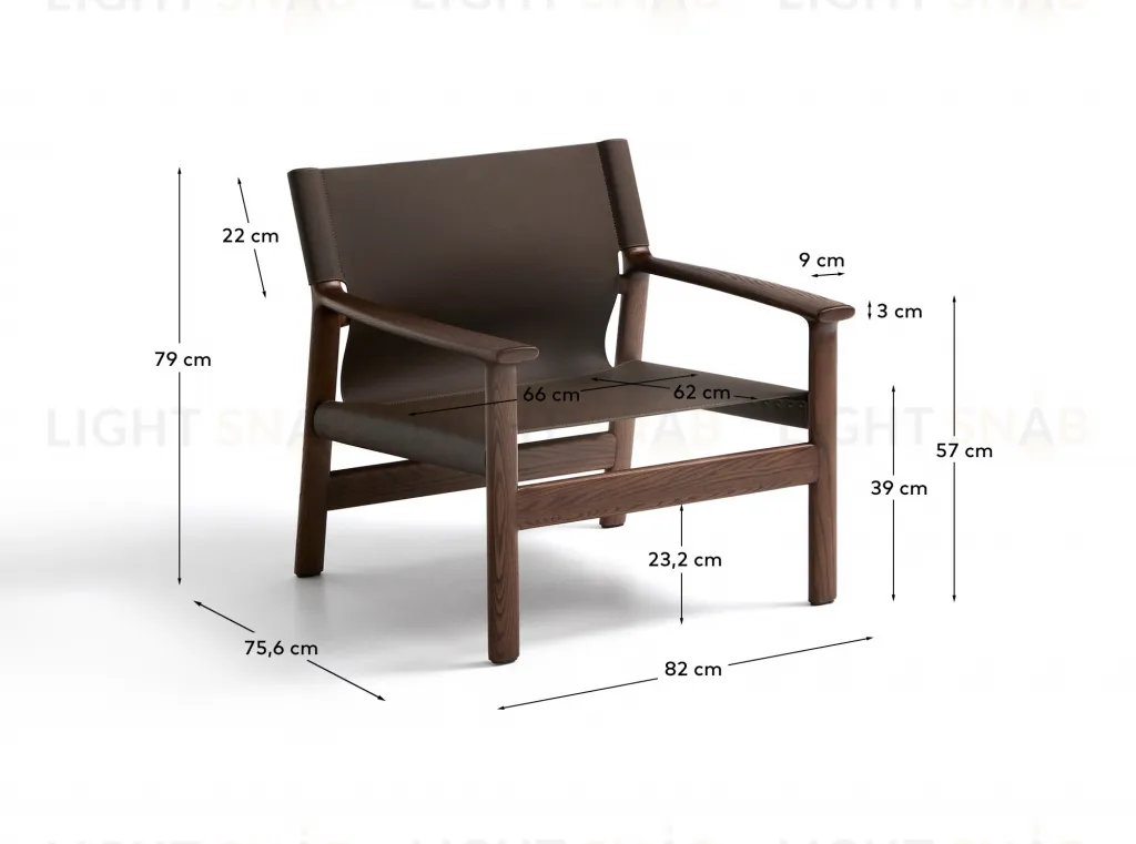 Кресло Jan из переработанной кожи темно-коричневого цвета и ясеня в ореховом цвете 301332