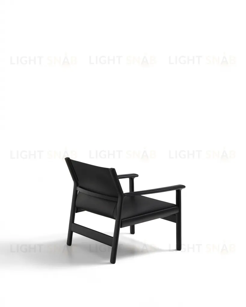 Кресло Jan из переработанной кожи черного цвета и ясеня в черном цвете 301336