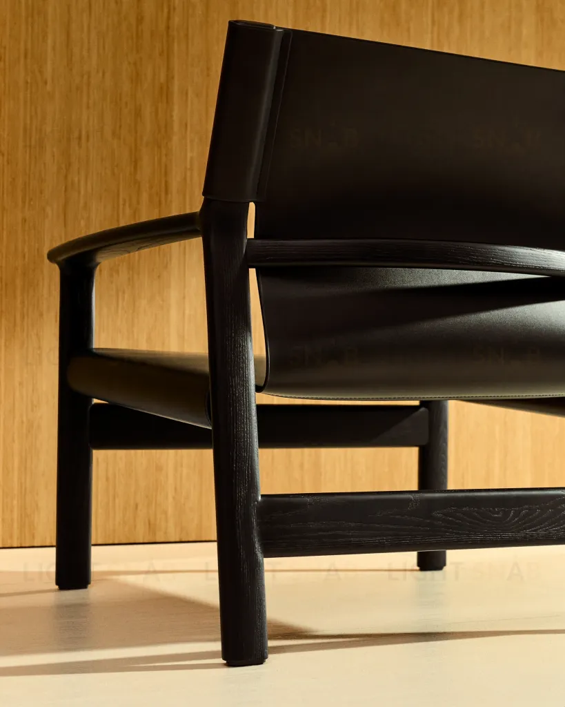 Кресло Jan из переработанной кожи черного цвета и ясеня в черном цвете 301336