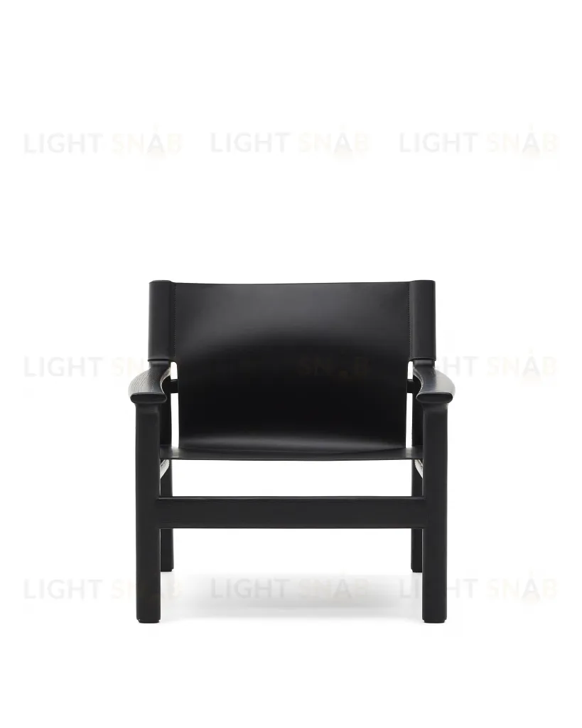 Кресло Jan из переработанной кожи черного цвета и ясеня в черном цвете 301336