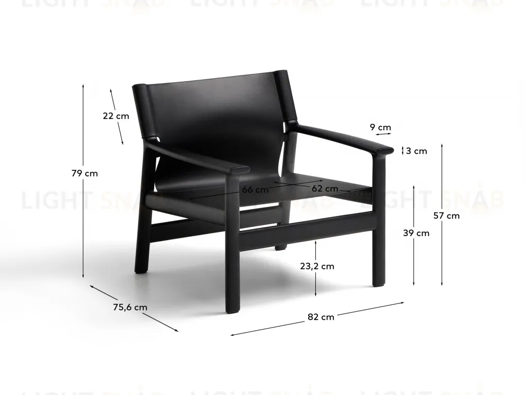 Кресло Jan из переработанной кожи черного цвета и ясеня в черном цвете 301336