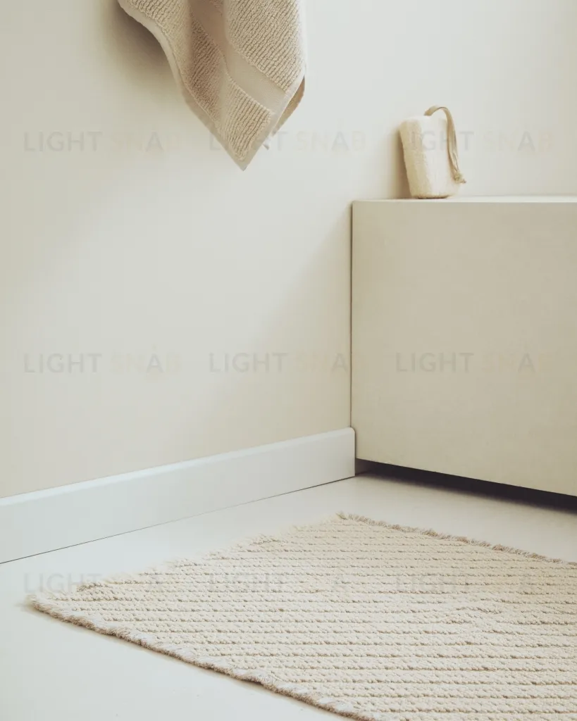 Коврик для ванной Janu из 100% хлопка жаккард цвета экрю 50 x 70 см 424855