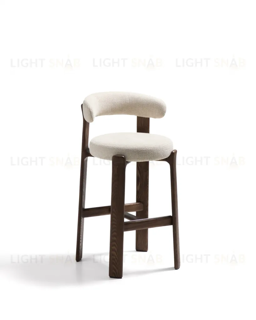 Барный стул Granite из бежевого шенилла и ясеня с отделкой орех 75 см 301963