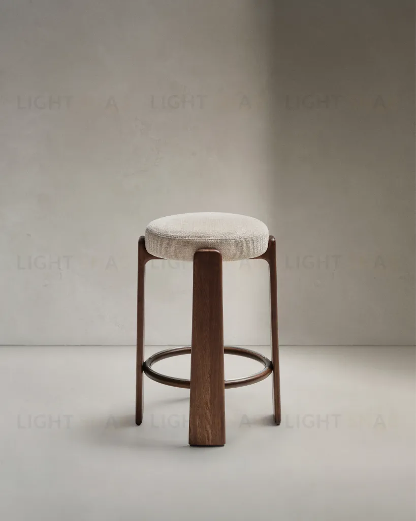 Granite Барный табурет из бежевого шенилла и массива ясеня в отделке орех 75 см 420263