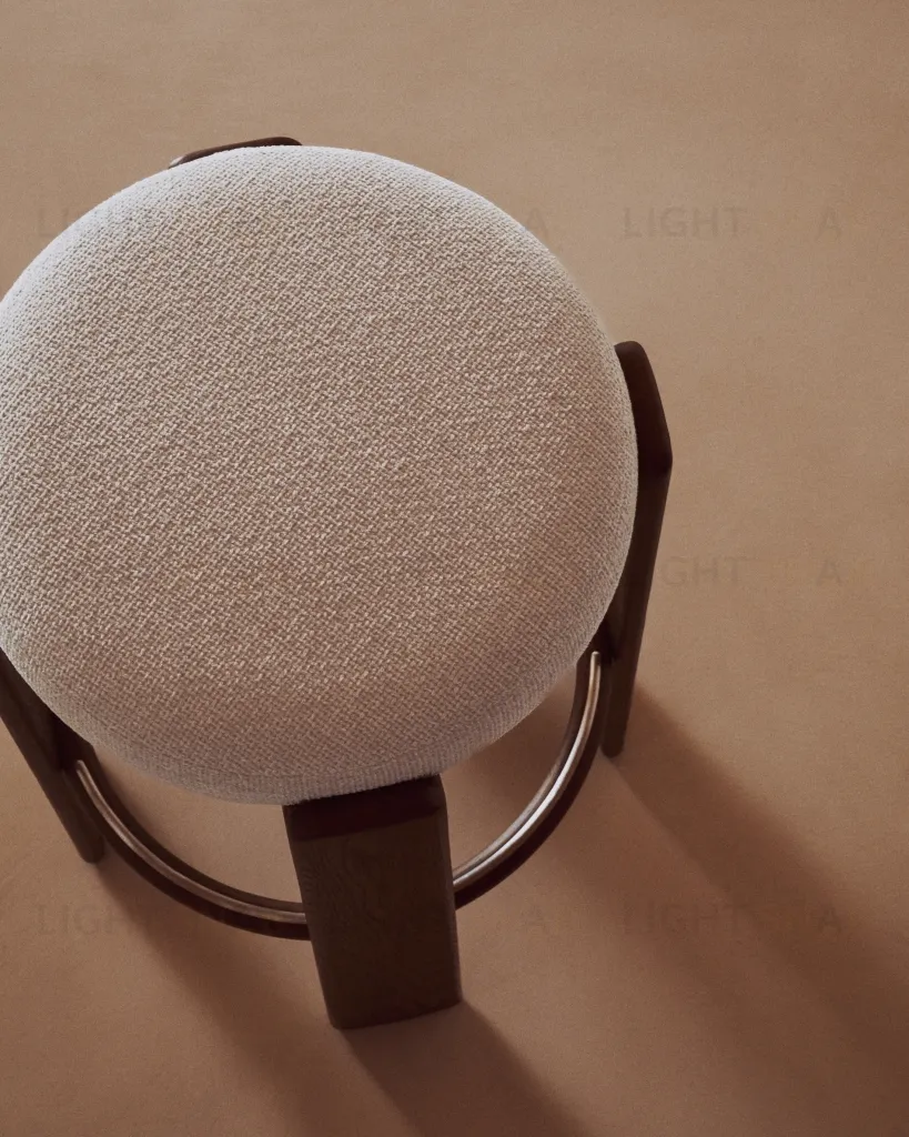 Granite Барный табурет из бежевого шенилла и массива ясеня в отделке орех 75 см 420263