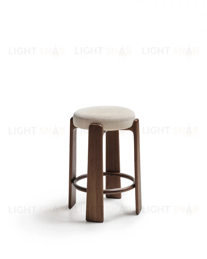 Granite Барный табурет из бежевого шенилла и массива ясеня в отделке орех 75 см 420263