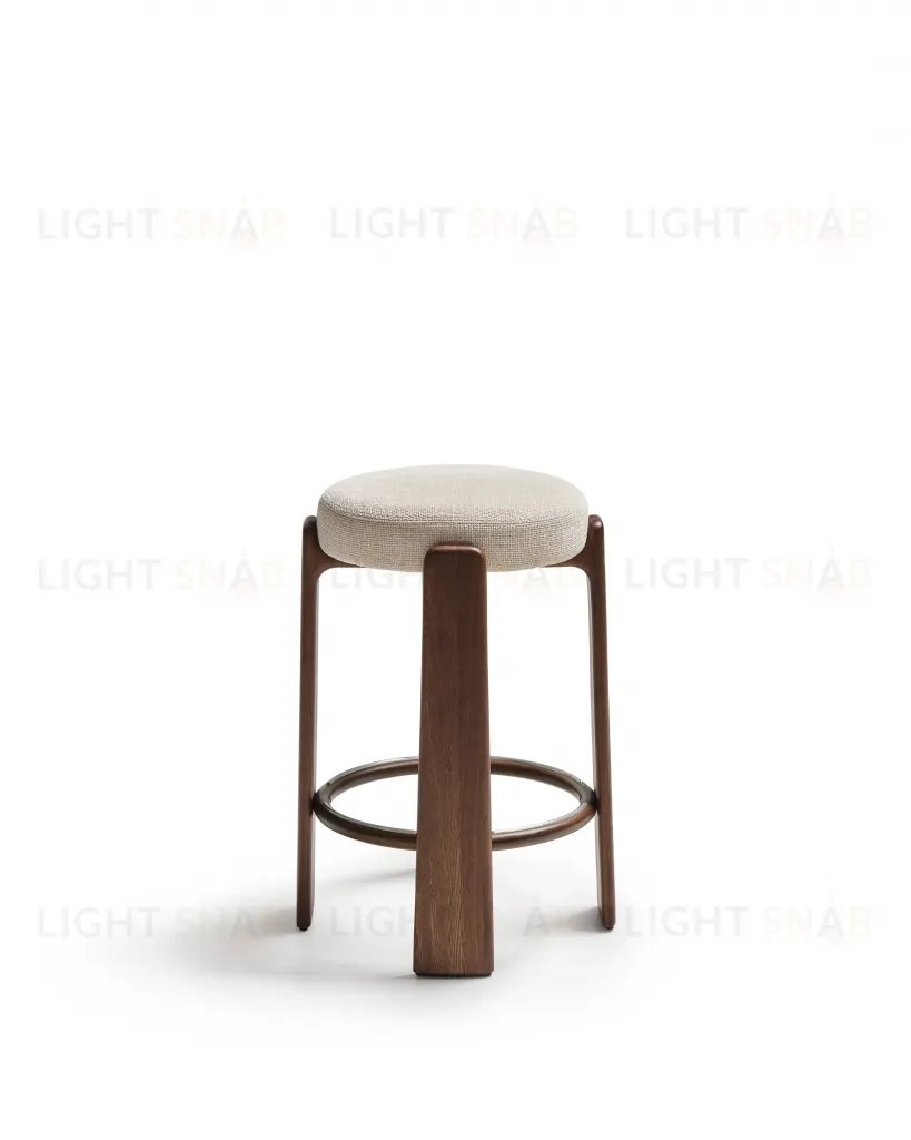 Granite Барный табурет из бежевого шенилла и массива ясеня в отделке орех 75 см 420263