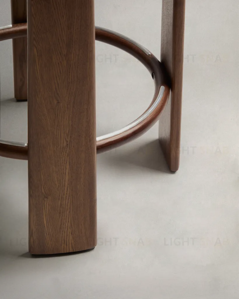 Granite Барный табурет из бежевого шенилла и массива ясеня в отделке орех 75 см 420263