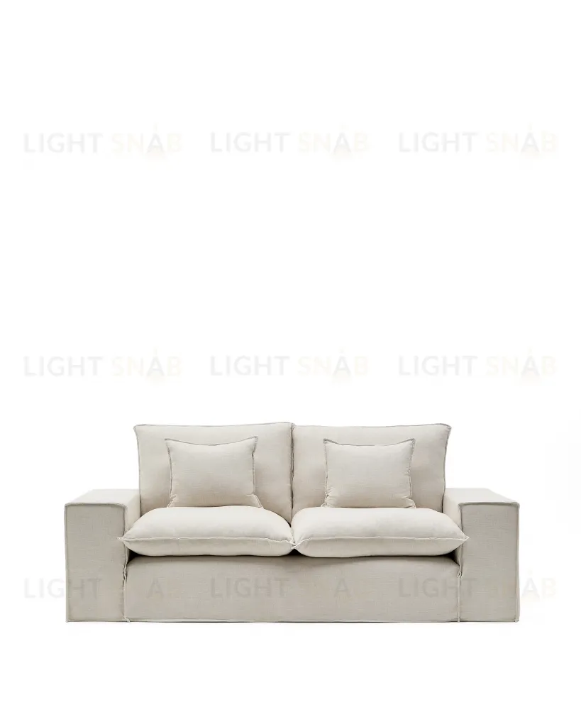 Anarela бежевый льняной диван 2-местный со съемным чехлом и подушками 240 см 409779