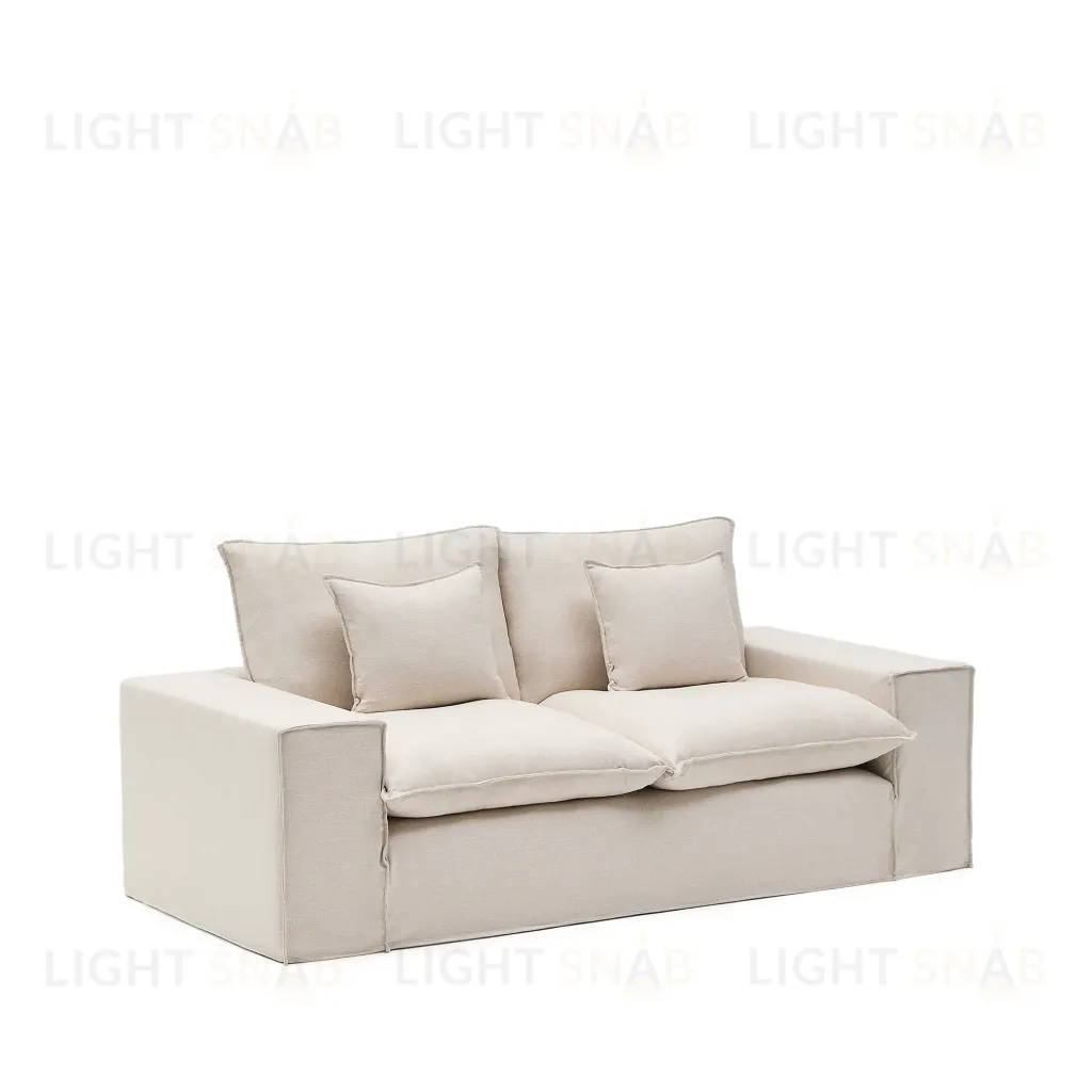 Anarela бежевый льняной диван 2-местный со съемным чехлом и подушками 240 см 409779